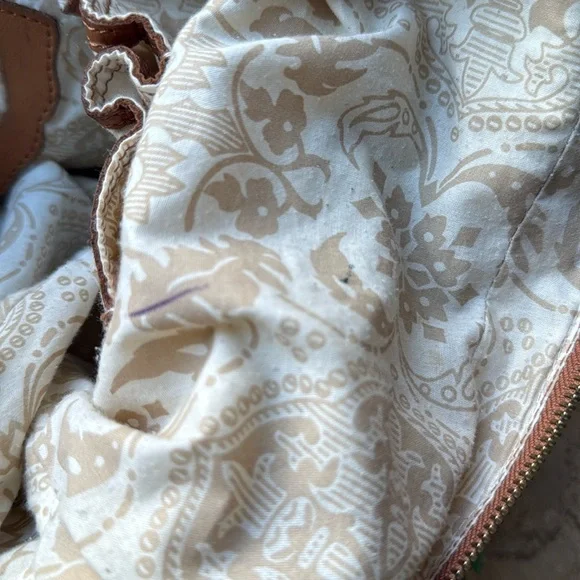 Anthropologie Lucky Penny Shoulder Bag Overnight Tote Satchel Floral Leather - Picture 14 of 16